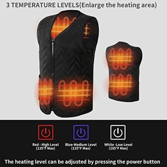 O-SEN Heated Vest for Women Men (Battery not include) One Size Dark Black - Picture 4 of 6